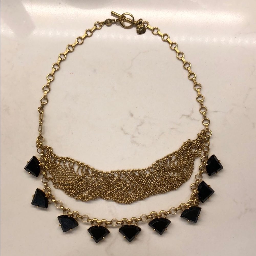 Monet black spike double chain necklace vintage